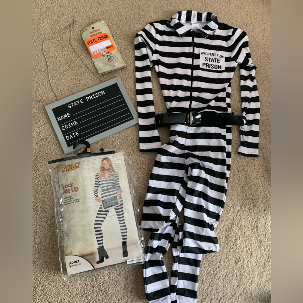 Spirit Lock Me Up Prisoner Jumpsuit Adult Small Like New!